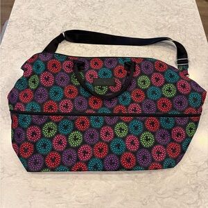 Vera Bradley Black Travel Tote with Multicolor Floral Circles
